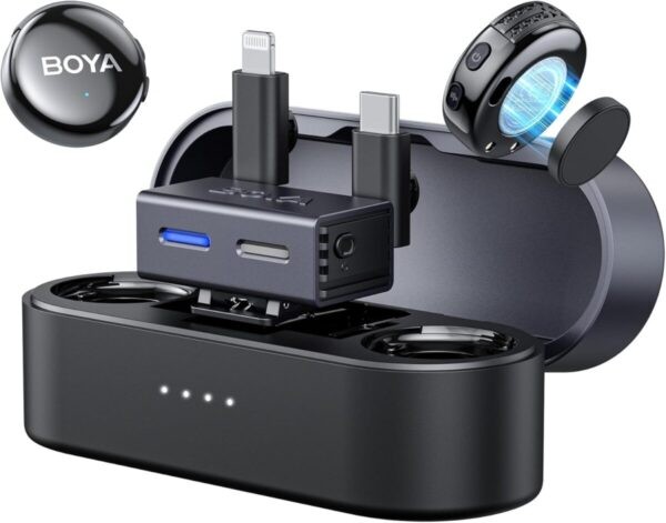 BOYALINK 3 - Type-C, Lightning  3,5mm AI-Powered Button Wireless Microphone 2 TX + 1 RX + cha. Case